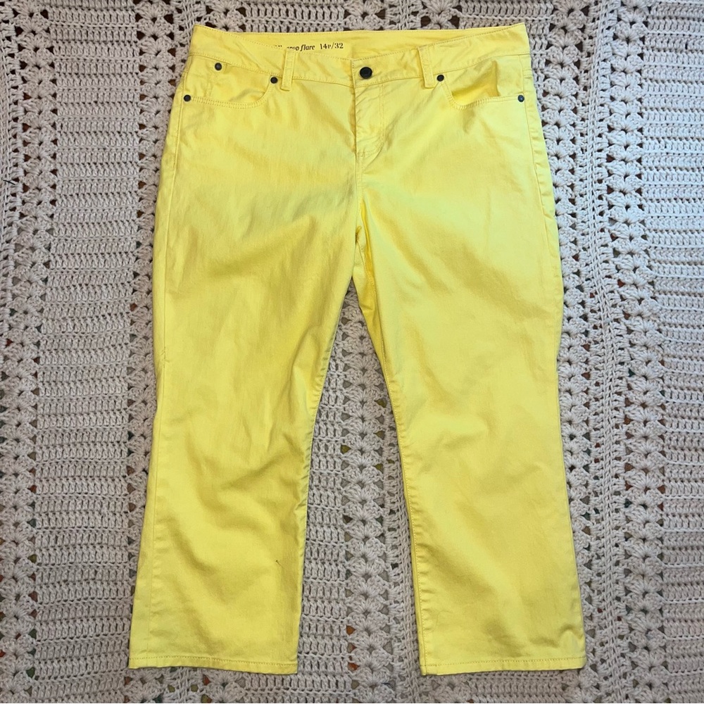 Talbots Bright Yellow Signature Crop Flare Jeans Size 14 Petite